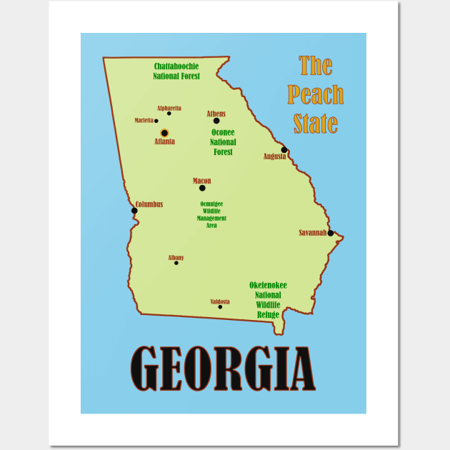 Georgia Map Wall Art by Pr0metheus